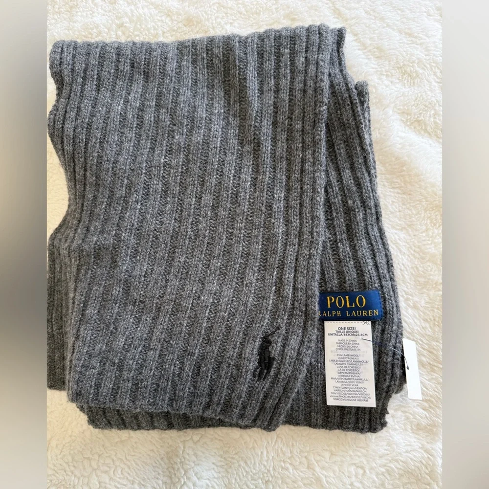 Polo Ralph Lauren LambsWool Blend Ribbed Knit Scarf